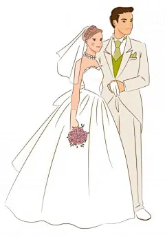 卡通婚纱照插画矢量图片