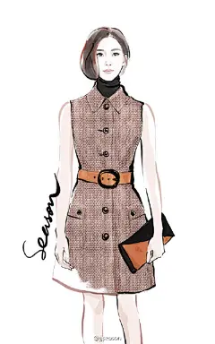 #jjseason插画# #时尚##插画# ---@刘诗诗 身穿@MichaelKors Collection 2016早春系列连衣裙出席2016秋季系列时装秀# 纽约时装周#。 