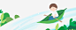 卡通手绘划船的男孩免抠素材_新图网 https://ixintu.com 划船的男孩 卡通 卡通男孩 手绘 绿叶装饰 蓝色的湖水