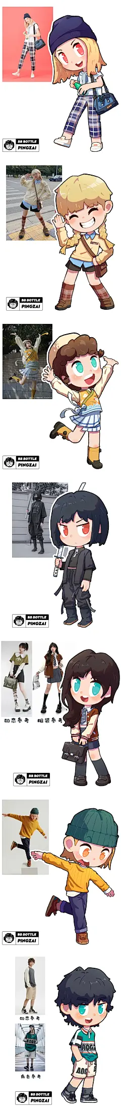 Q版人物速写合集_Bottle瓶仔的插画作品_涂鸦王国_原创插画平台