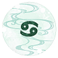 巨蟹座星座系列圆头像，据说细心体贴的巨蟹座是恋爱必选。(*ˊᵕˋ*)੭ ੈ #水彩# #头像#
