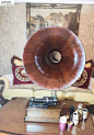 上世纪初美国Edison Home爱迪生天鹅颈木喇叭蜡筒手摇古董留声机-淘宝网