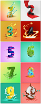 10张数字c4d风格冲撞之力冲击透明水滴周年庆倒计时字体设计海报模板