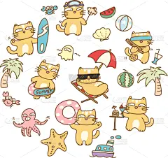 猫,夏天,华丽的,图像,西瓜,壁纸,海星,艺术,设计,装饰