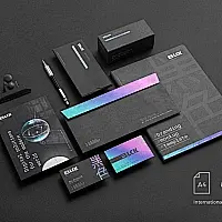 黑色经典品牌样机VI品牌名片信封样机展示模板Blck Branding Mockup Kit-设计石代