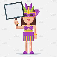 身着奇装的女子手持白板牌庆祝狂欢节