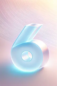 透明磨砂玻璃材质数字6模型图片