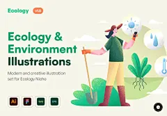 【VIP】Ecology - Environment Illustration Set⎪10幅农业生态环境插画
