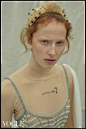 editorial Fashion  feathers redhead romantic vogue