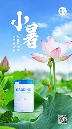 小暑母婴亲子节气祝福产品展示手机海报