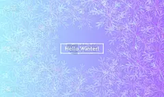 你好冬季布局与雪花为Web，登陆页，横幅，海报，网站模板。雪圣诞季节背景移动应用程序，社交媒体。矢量