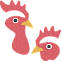 年賀状無料イラスト素材「鶏の顔（オス・メス）」