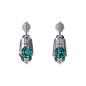高级珠宝耳环 高级珠宝 / <br />Cartier Royal / <br />耳环，铂金，祖母绿形切割碧玺（4.82克拉和4.76克拉），水晶，圆形明亮式切割钻石。