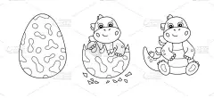 恐龙蛋和可爱的小恐龙为孩子染色书。巨龙宝宝。儿童拼图游戏.