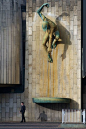 Bronze sculpture of the River-God Tyne by David Wynne mounted on the wall of the Civic Centre, Newcastle-upon-Tyne, England: 