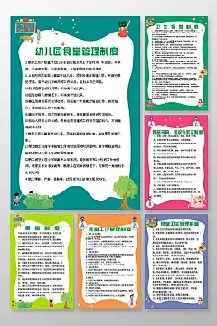 卡通幼儿园食堂管理制度展板
