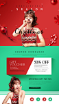 圣诞球 红色丝带 雪花拐杖 短发美女 优惠促销 圣诞促销海报设计PSD tiw176f6901