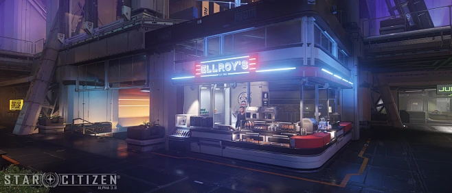 Star Citizen: Reststop Interior Food court -花瓣网