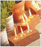 Loving these bricks. Turn recycled bricks into candles. More Midsummer Night Patio Ideas on Frugal Coupon LIving.