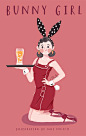 复古兔女郎小姐姐—Bali原创动态插画
辣目洋子还化身为酒吧兔女郎，身穿红色围裙式吊带裙性感且俏皮，可爱值爆棚。妩媚迷人～