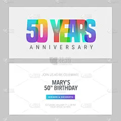 50周年纪念邀请庆祝矢量插图