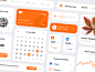 UI Component Exploration stock barcode orange clean voice over component library ui design product design product cards card picture graphic chart calendar ui calendar component design startup ui component