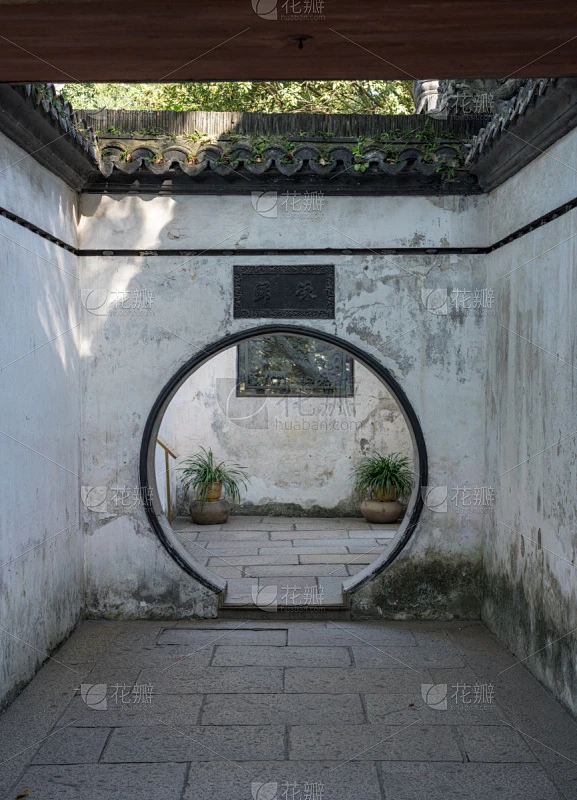 门口,庭院,豫园,上海,小的,传统,沥青,建筑物门,著名景点,中国素材-花瓣网