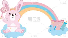 兔子,图标,可爱的,传统,请柬,贺卡,尿布,设计,问候,抵达