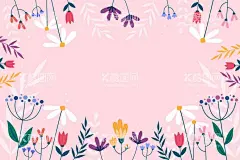 卡通花朵背景  - 源文件下载【酷图网】春天花朵背景,壁纸,花卉,植物,清新花朵背景,春天手绘壁纸