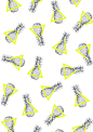 Les ananas en noir et blanc créer un motif mais avec l'ajout du triangle jaune vient créer un motif plus intéressant