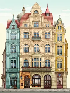 对称之美|欧洲建筑手绘插画 - 小红书