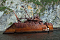 Wrecked fishing trawler at Vestnik Bay.