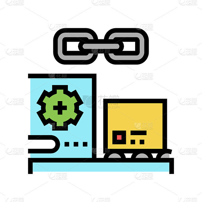 供应链彩色图标矢量插图