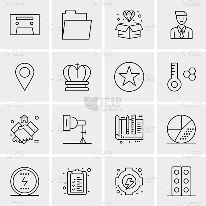 set 16 universal icons business图片_纹理图片素材-花瓣网