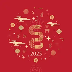 2025蛇年新年除夕春节创意海报贺卡插画封面背景展板ai设计素材-淘宝网