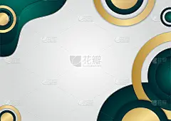 抽象奢华的深绿色重叠层与金色线条。豪华典雅的背景。抽象的模板设计。设计展示，横幅，封面，名片