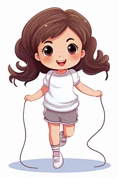 儿童跳绳运动健康插画
