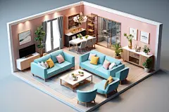 室内装潢3D室内设计装修透视图模型