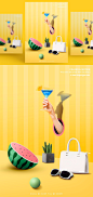 多彩创意果汁饮料购物海报PSD模板Colorful shopping poster template#ti289a11608-平面素材-美工云(meigongyun.com)