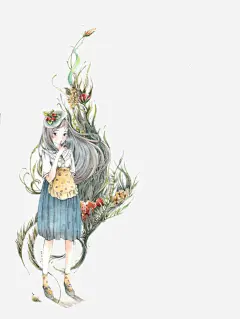 手绘唯美森林系女孩_新图网 https://ixintu.com 卡通 手绘 插画 手绘插画 森系 唯美 梦幻