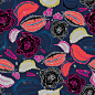 Floral seamless pattern with abstract leaves, flow