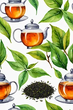 手绘文艺嫩绿香如兰桂茶叶插画