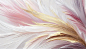 Photo there is a painting of a pink and gold feather on a white background generative ai