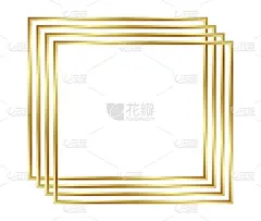 金色闪亮发光的框架与阴影孤立的背景。黄金豪华复古现实矩形边框。插图——向量
