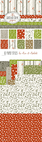 林地森林风格图案无缝纹理 Woodland – Seamless Pattern Papers_背景_