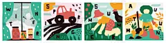 绘画插图,四季,农业,盐渍食品,贺卡,模板,冬季服务,农场,乡村风格,植物