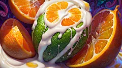 General 3648x2048 AI art fruit cream orange (fruit) ice cream food