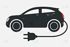 电动汽车的标志。环保汽车的象征。生态交通图标。向量孤立