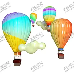 热气球三维立体彩色云彩 【酷图网】热气球,三维立体,彩色,云彩,天空,绚丽多彩