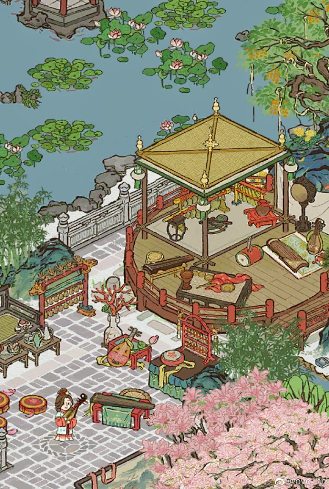 江南百景图超话 响琴榭—礼乐祭台布局 #江南百景图布局##江南百景图# -花瓣网